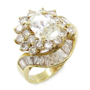 JEWELRY Diamond Ring 18KYG Yellow Gold Used women US size 7.25