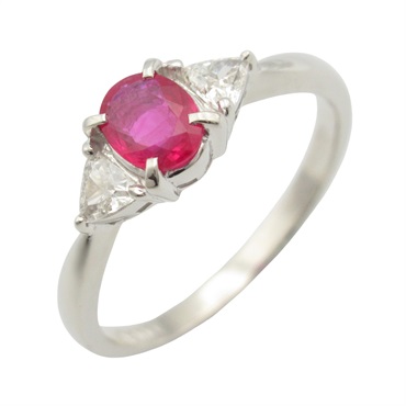 JEWELRY Ruby Diamond Ring Pt900 Platinum Red Used women US size 5.5