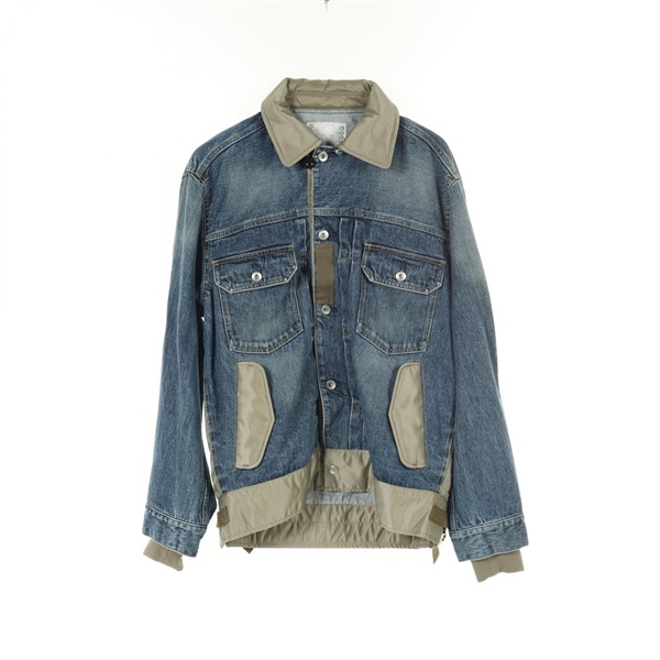 Sacai Nylon Docking Denim Jacket 23-03000M Nylon cotton Blue Khaki #1 Used mens