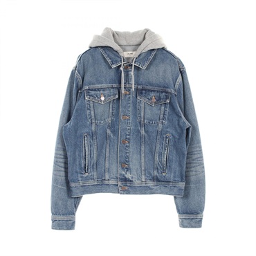 CELINE Trucker Jacket Union Wash Denim cotton Navy Gray Used mens size M