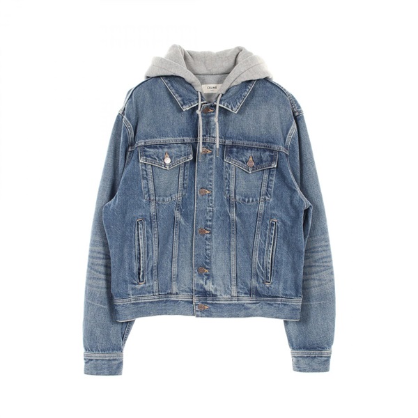 CELINE Trucker Jacket Union Wash Denim cotton Navy Gray Used mens size M