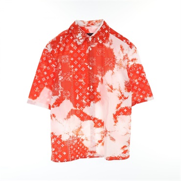 LOUIS VUITTON Monogram bandana top shirt #L RM222M NW0 HNS07X cotton Red White