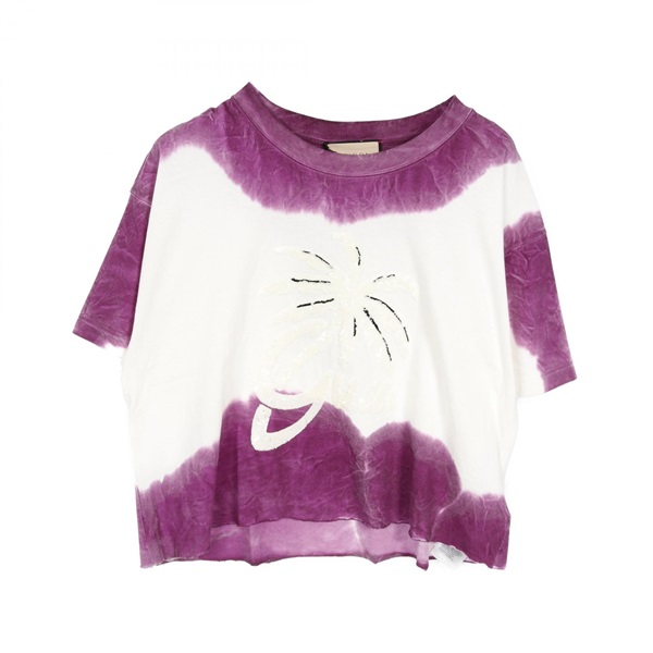 GUCCI Sequin Logo Tye-dye T-shirt 701898 Cotton White Purple Size XL Used mens