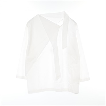 HERMES Twilly Neck blouse shirts 2H0609DB cotton White White Used Women 38