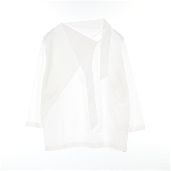 HERMES Twilly Neck blouse shirts 2H0609DB cotton White White Used Women 38