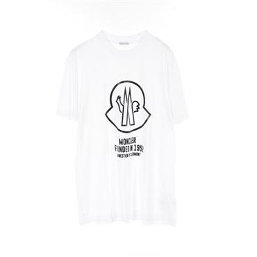 MONCLER Rubber Logo Patch T-shirt 8C00029 cotton White #XXL Used mens