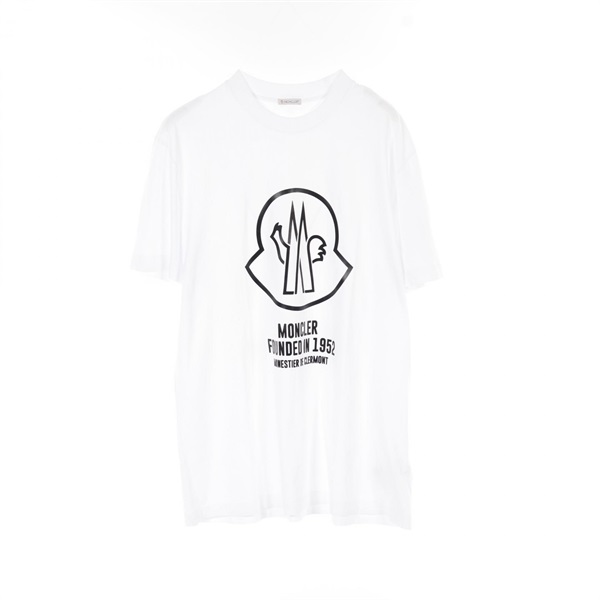 MONCLER Rubber Logo Patch T-shirt 8C00029 cotton White #XXL Used mens