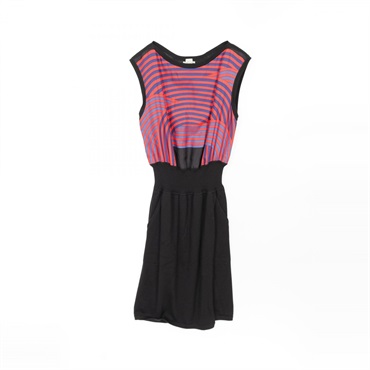 HERMES Dress 37-7757 #36 sleeveless silk cashmere Black Red Blue Used Women