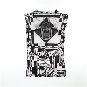 HERMES CLIQUETIS Dress 2E4512DP cotton Black White White Used Women size 36