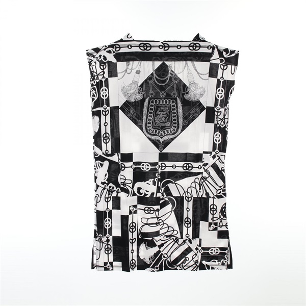 HERMES CLIQUETIS Dress 2E4512DP cotton Black White White Used Women size 36