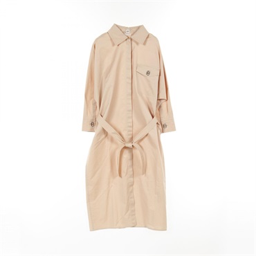 HERMES Chaine D'Ancre Belted Dress 3E0548DX Cotton Beige #34 Used Women