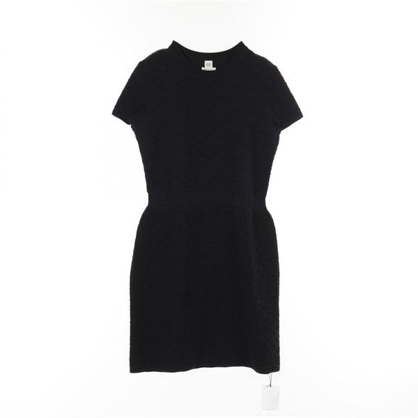 HERMES Dress #40 short sleeves 3E2500DC silk cashmere Black Used Women