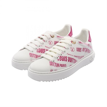 LOUIS VUITTON Timeout line sneakers #37.5 shoes leather White Pink Used