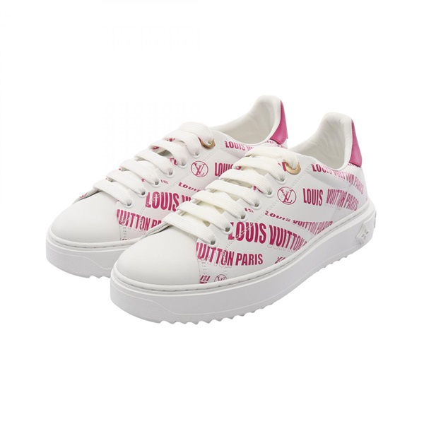 LOUIS VUITTON Timeout line sneakers #37.5 shoes leather White Pink Used
