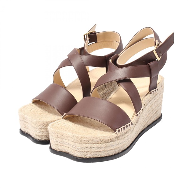 LOEWE Petal Espadrilles Sandals L815283X19311036 leather Brown #36 NEW Women