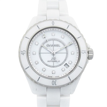CHANEL J12 12P Diamond Wrist Watch H5705 Automatic ceramic Used mens white CC