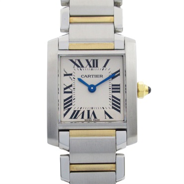 CARTIER Tank francaise SM Wrist Watch W51007Q4 Quartz 18KYG Gold SS Used Women