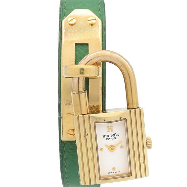 HERMES Kelly watch Wrist Watch KE1.201 Quartz Gold Plated Leather Used Women