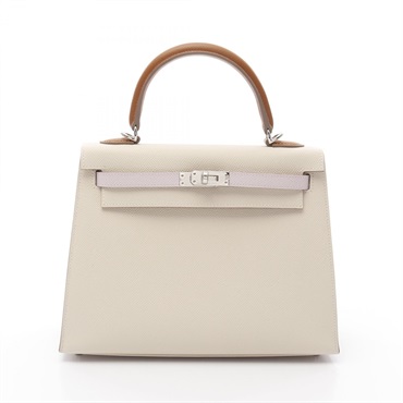HERMES Kelly 25 Shoulder Handbag B Epsom leather Craie used women Sellier SHW