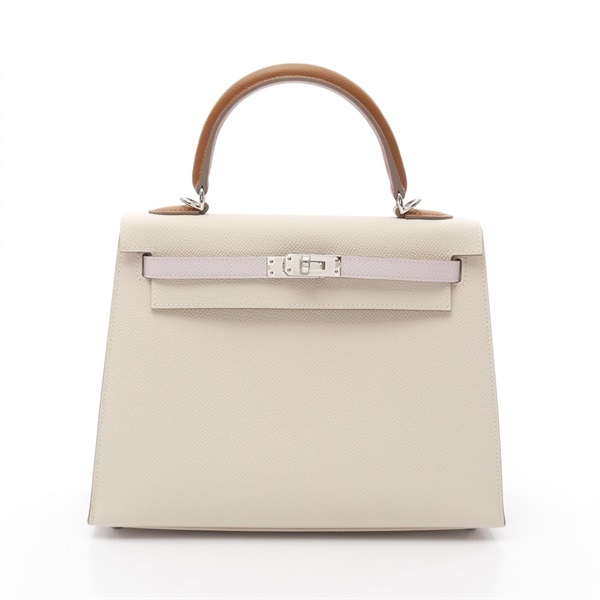 HERMES Kelly 25 Shoulder Handbag B Epsom leather Craie used women Sellier SHW