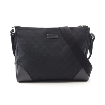 GUCCI GG canvas Shoulder Bag crossbody 114273 canvas leather Black Used Women