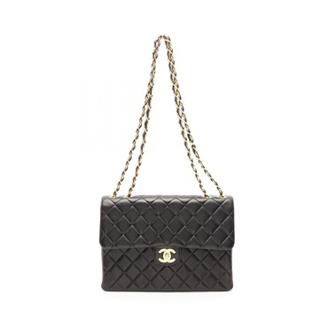 CHANEL Jumbo Matelasse 30 Single Flap Shoulder Chain Bag A04412 Lambskin BK GHW