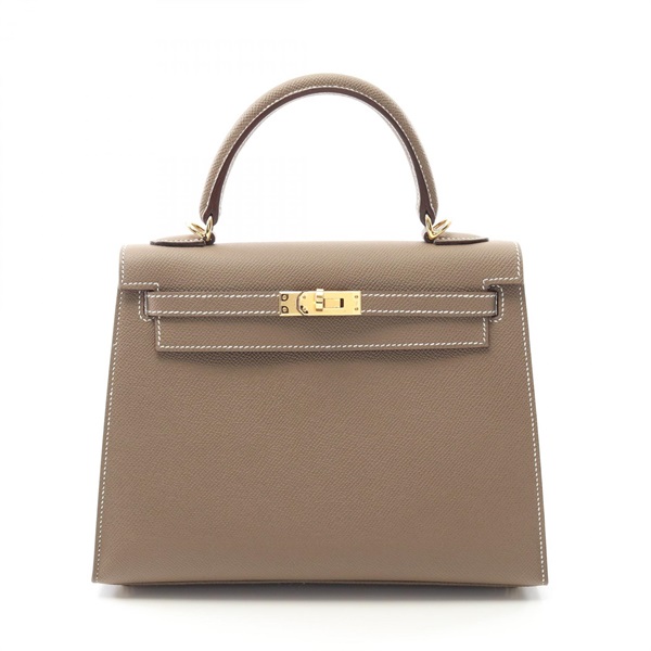 HERMES Kelly 25 Shoulder Handbag K 038416CC Epsom leather Etoupe Grey GHW used