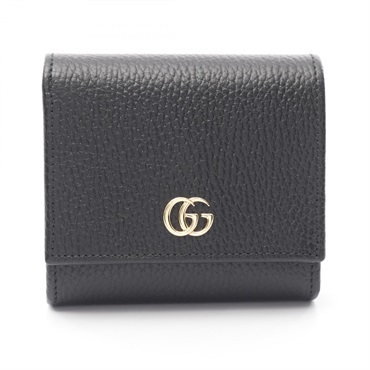 GUCCI Double G Bi-color GG Marmont Bi-Fold Small Wallet 598587 Leather Black