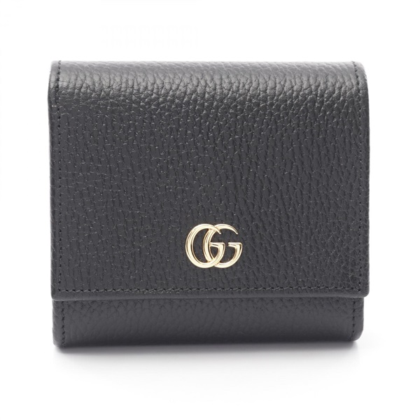 GUCCI Double G Bi-color GG Marmont Bi-Fold Small Wallet 598587 Leather Black