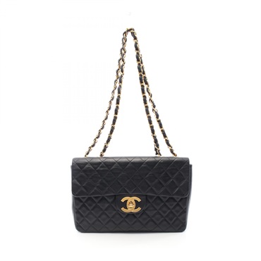 CHANEL Jumbo Matelasse 34 Shoulder Bag A01094 Lamb sheep leather Black Used CC