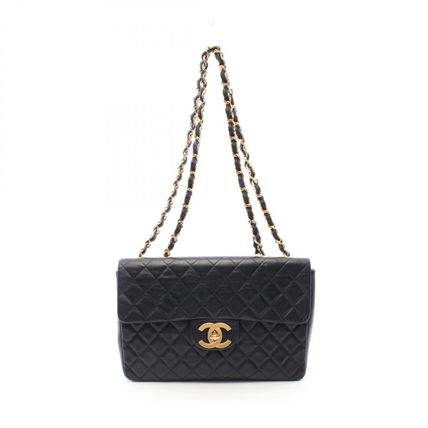 CHANEL Jumbo Matelasse 34 Shoulder Bag A01094 Lamb sheep leather Black Used CC