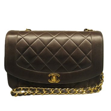 CHANEL Matelasse Diana Flap Shoulder Bag A01165 Lamb sheep leather Black Used CC