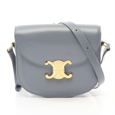 CELINE Teen Besace Triomphe Shoulder crossbody Bag 110413 leather Gray Used