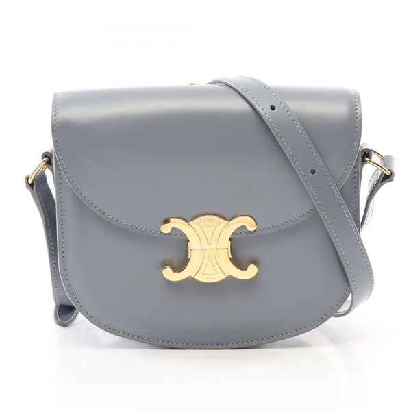 CELINE Teen Besace Triomphe Shoulder crossbody Bag 110413 leather Gray Used