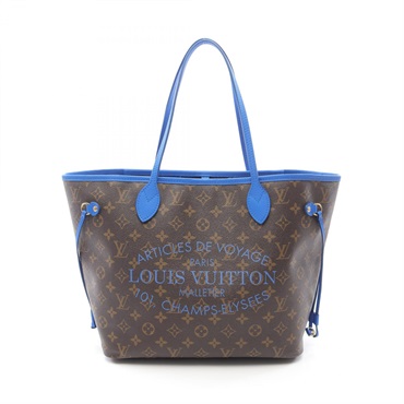 LOUIS VUITTON Neverfull MM Shoulder Tote Bag M40938 Monogram Ikat Flower Blue LV
