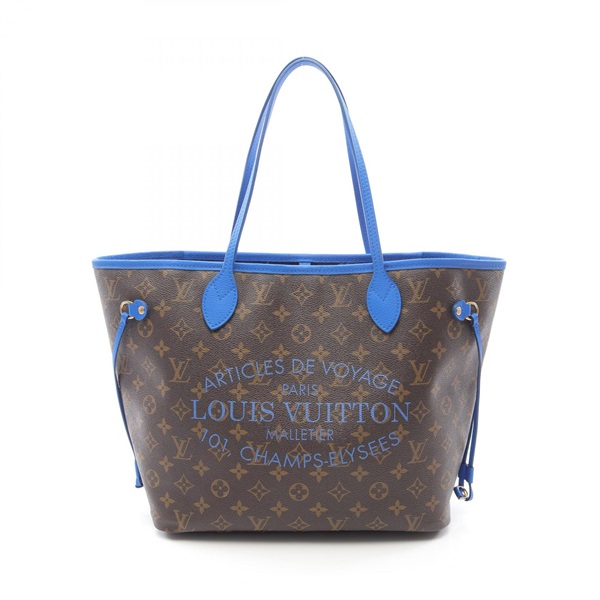 LOUIS VUITTON Neverfull MM Shoulder Tote Bag M40938 Monogram Ikat Flower Blue LV