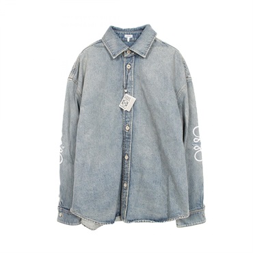 LOEWE Anagram Overshirt H526Y1DW13639548 Cotton Blue Size 48 NEW mens