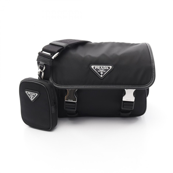 PRADA RE-NYLON TESSUTO SAFFIANO Shoulder Bag crossbody leather Black NEW mens