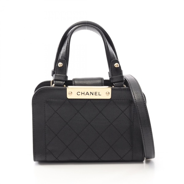 CHANEL Matelasse Shoulder Hand Bag A93731 leather Black Used Women GHW CC