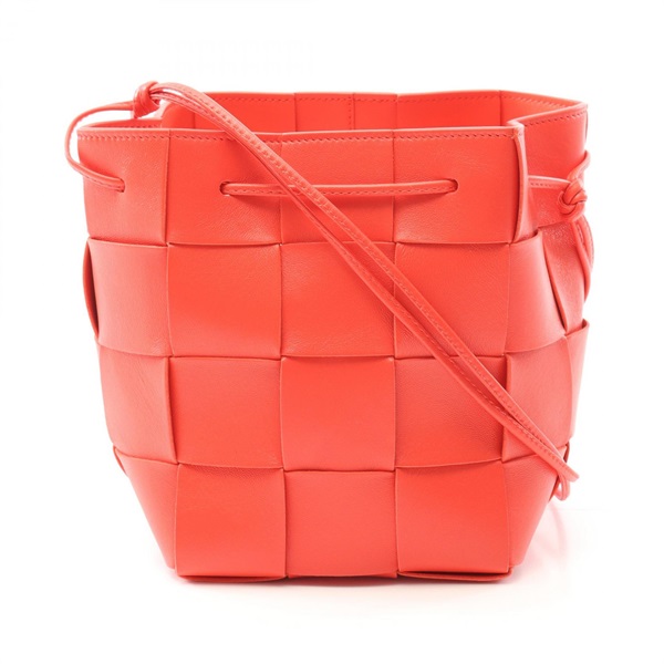 BOTTEGA VENETA Small Cassette Bucket Shoulder Bag 680218 leather Red Used Women