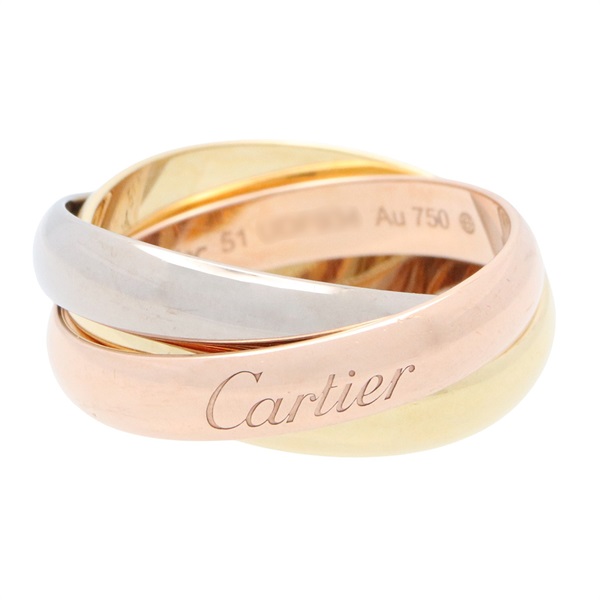 CARTIER Trinity Ring 18KYG 18KPG 18KWG Three gold used US size 5.5 #51
