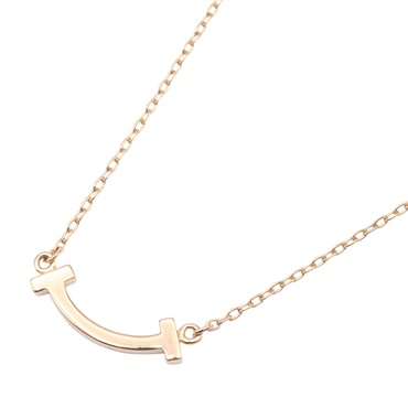TIFFANY＆CO T Smile Mini Necklace 18KPG Pink Rose Gold Used unisex