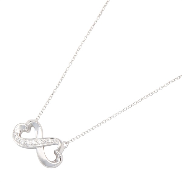 TIFFANY＆CO Double Loving Heart Diamond Necklace 18KWG White Gold Used women