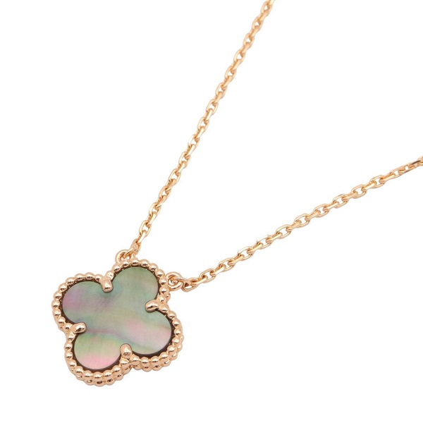 Van Cleef & Arpels Vintage Alhambra Necklace 18KPG Gold Gray mother of pearl
