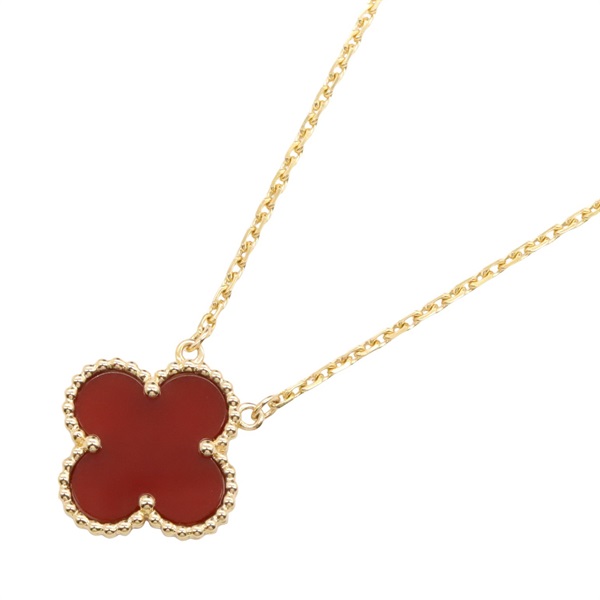 Van Cleef & Arpels Vintage Alhambra Necklace Carnelian 18KYG Yellow Gold Red