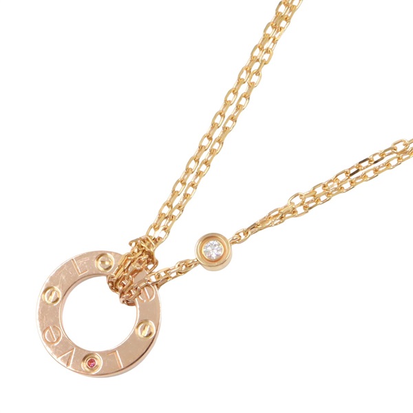 CARTIER Love Circle Necklace Diamond Pink Sapphire 18KPG Pink Rose Gold Used