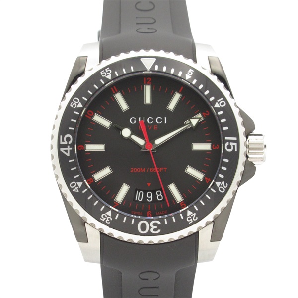 GUCCI Dive Wrist Watch 136.3 Quartz Stainless Steel Rubber belt Used mens