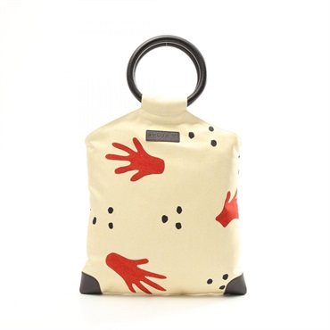 BVLGARI BEACH Handbag 22 134 silk leather Beige Red Used Women