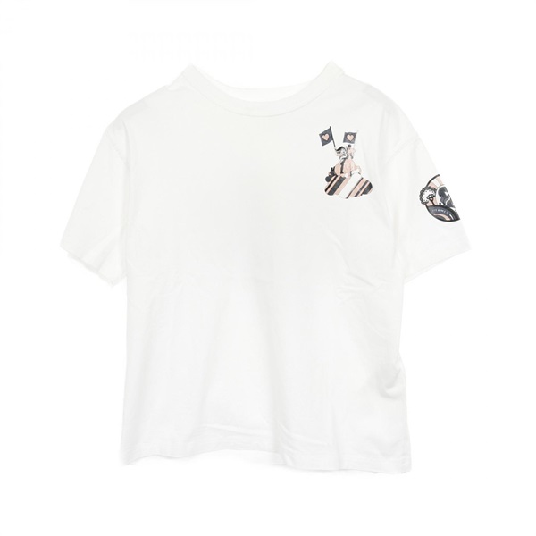 HERMES cartouche T-shirt #36 short sleeves 2E4602DU cotton White Used Women