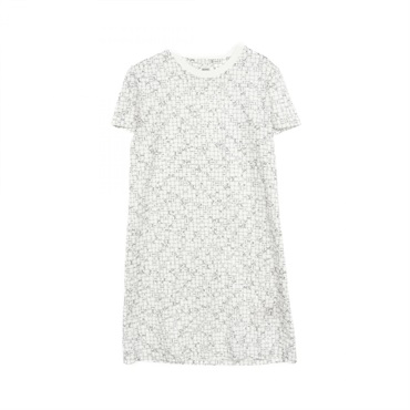 HERMES Bolduc check Dress #36 short sleeves H5E4524DK cotton White White Used